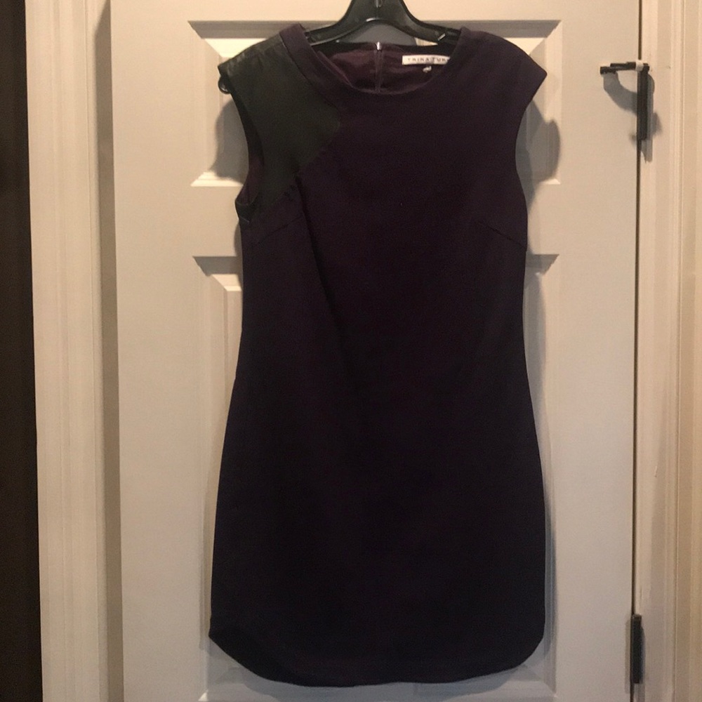 Trina Turk Purple Dress with Leather Detail Size 4